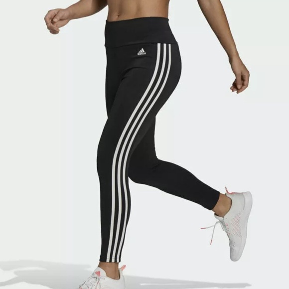 adidas Pants - NWT ADIDAS Designed to Move High Rise 3-Stripe 7/8 Sport Pants Size Small Black